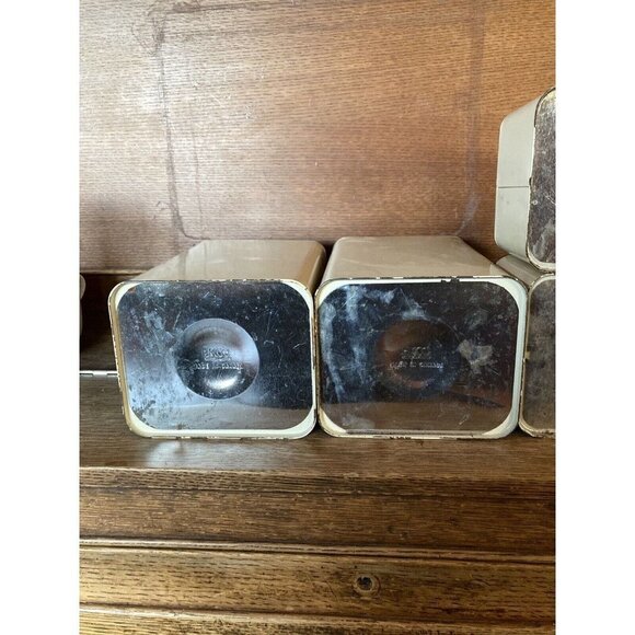 Vintage kitchen canisters set a four floral blue soft pink and brown print - Picture 8 of 12